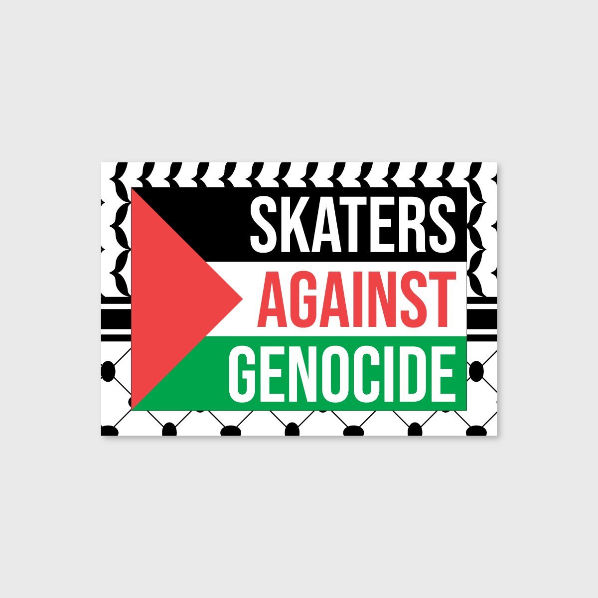 Palestina Stickers – Set van 5 stickers - 9x6 cm | Skaters Against Genocide | Skateboard Sticker